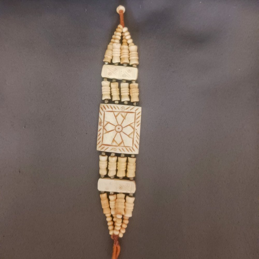 Vintage Hand Carved Bone Bracelet